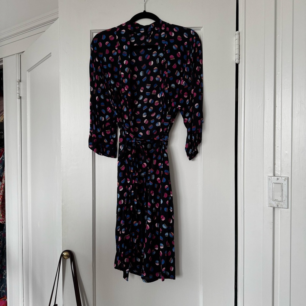 Black rayon printed robe